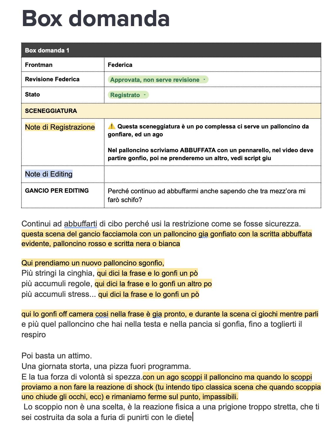 Script e sceneggiatura contenuti Medical Voice
