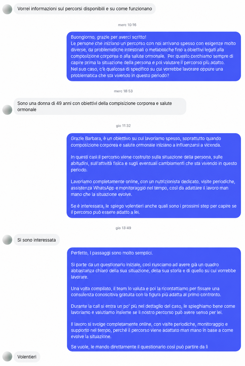 Conversazione reale nei DM: accoglienza umana e qualificazione del contatto